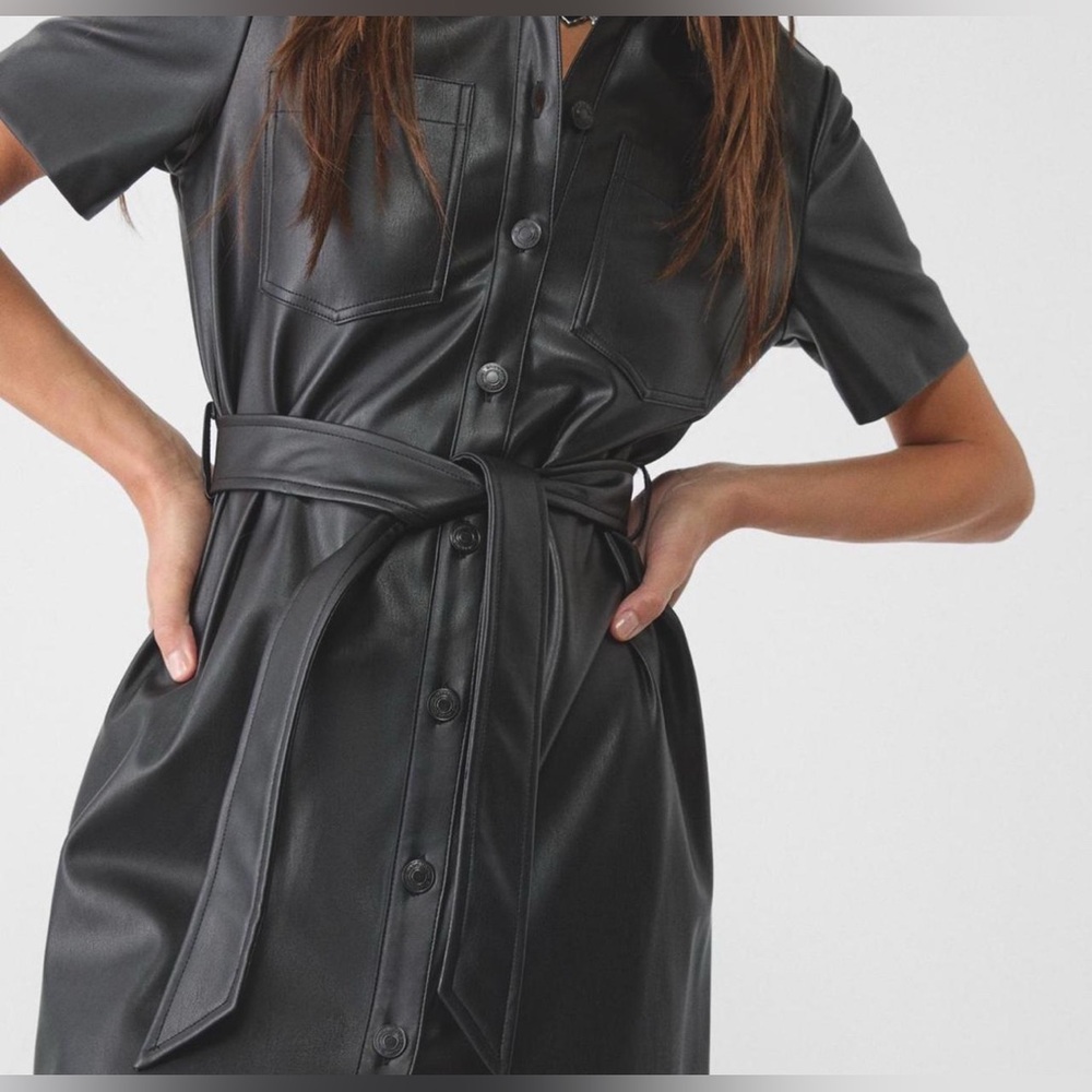 Mango Black Faux Leather Dress